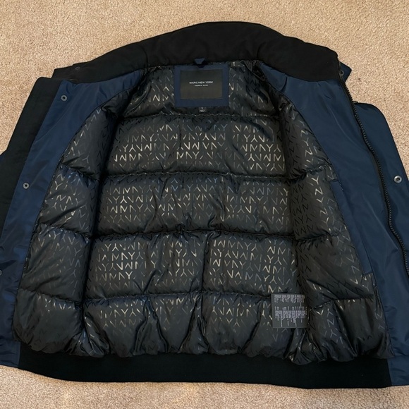 Marc New York Andrew Marc Navy Puffer Down Filled Jacket Men’s Small - Picture 13 of 16